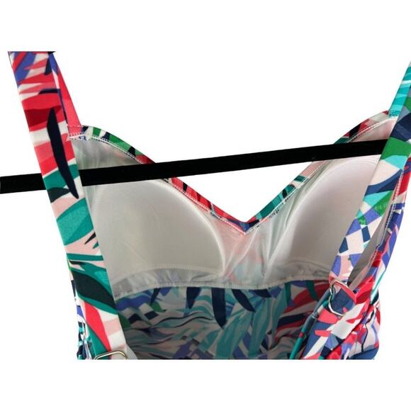 Swim Solutions Tiered Multi-Color Ruffle Tankini Top 14 - Picture 4 of 5